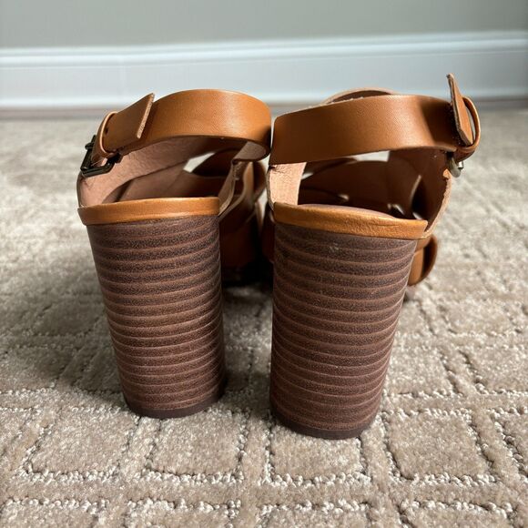 Madewell The Cindy Sandal Stacked Heel Brown Leather Women's 9 Chunky Boho - Picture 5 of 11